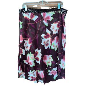 Three Pink Hearts Trixxi Brown Floral Skirt Low Rise Sequin XL